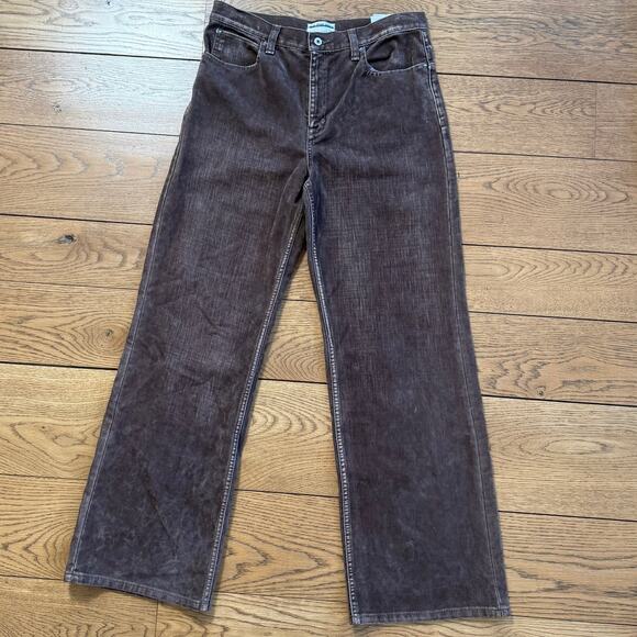 FREE PEOPLE Tinsley Baggy High Rise Flocked Jeans / Chocolate Brown SZ 30 - Picture 10 of 15